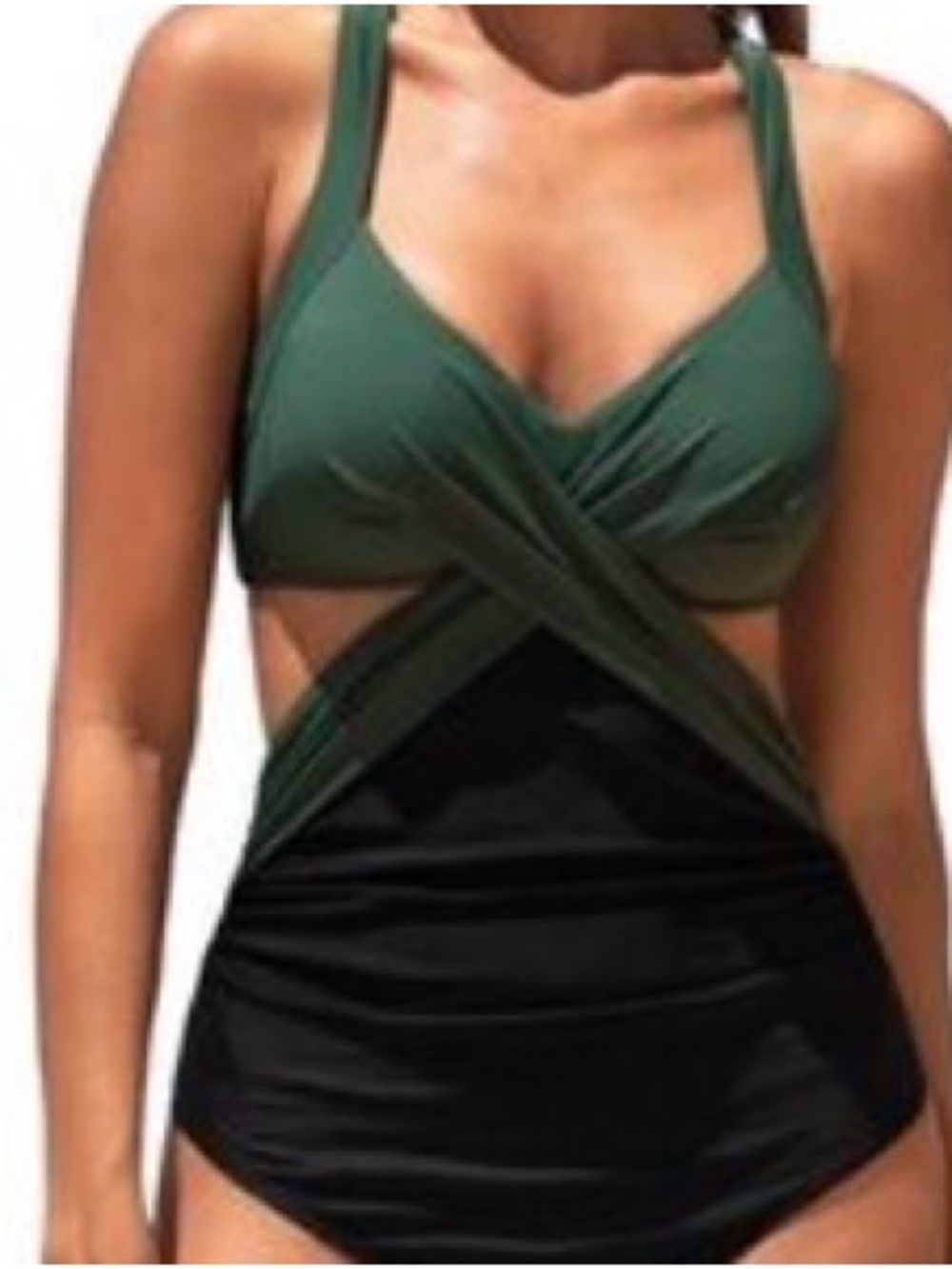 Cupshe Show Stopping Green and Black Monokini Swimsuit
